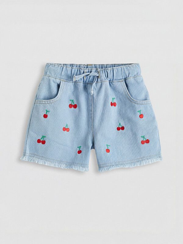Moudda LC Waikiki - Bermuda en denim pour Fille couleur Bleu clair délavé à l'acide - Tunisie 1