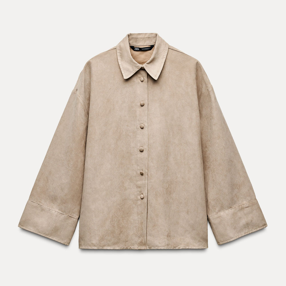 Moudda ZARA - Set chemise en antilope manches longues oversized courte bouton recouvert - Tunisie 2