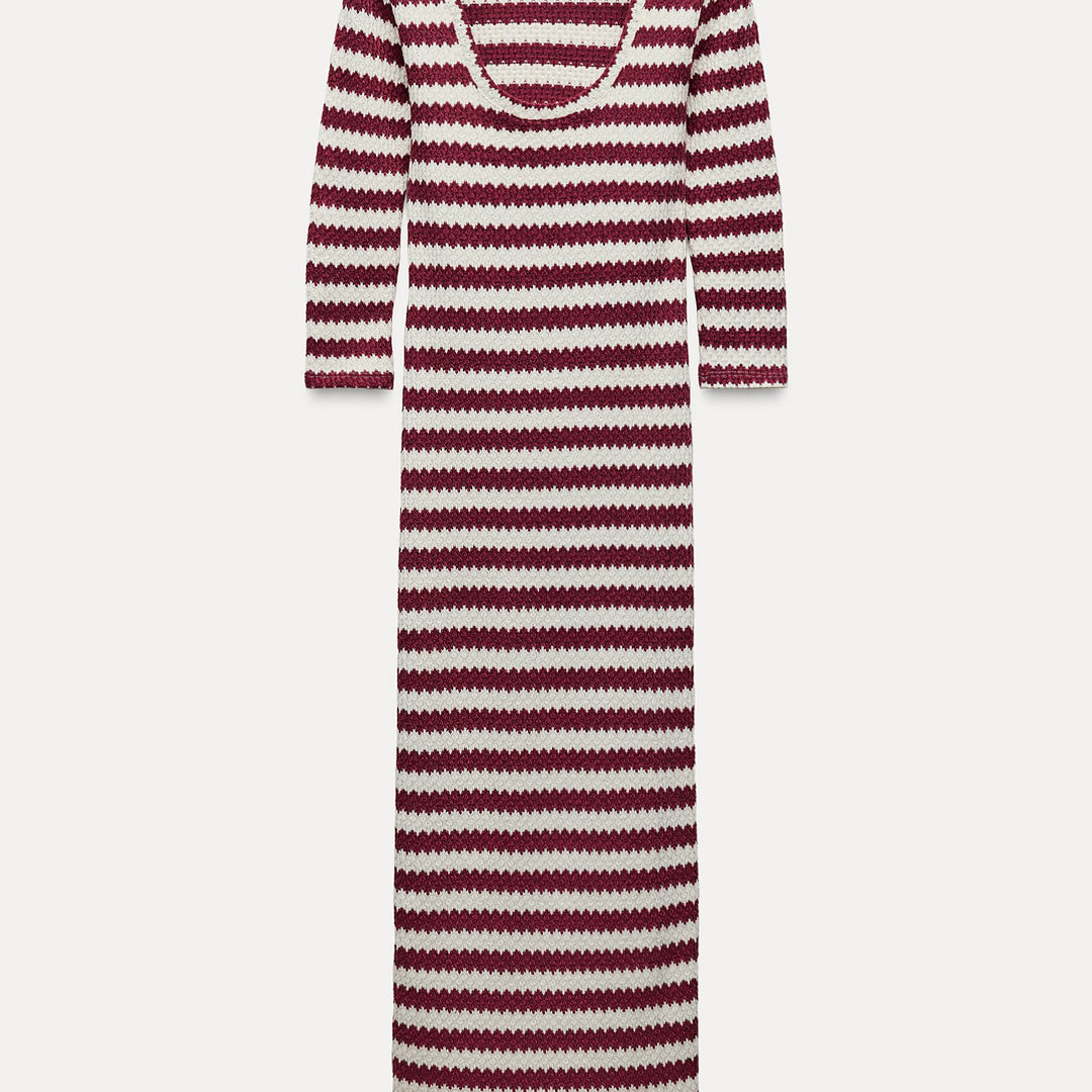 Moudda ZARA - Robe crème/grise matière douce, encolure ronde - Tunisie 2