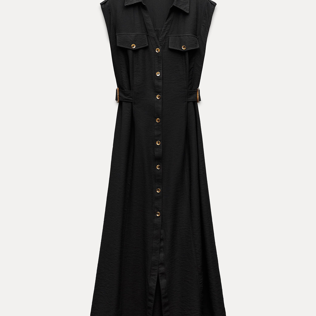 Moudda ZARA - Robe chemise mi-longue style safari détail boucle ceinture - Tunisie 1