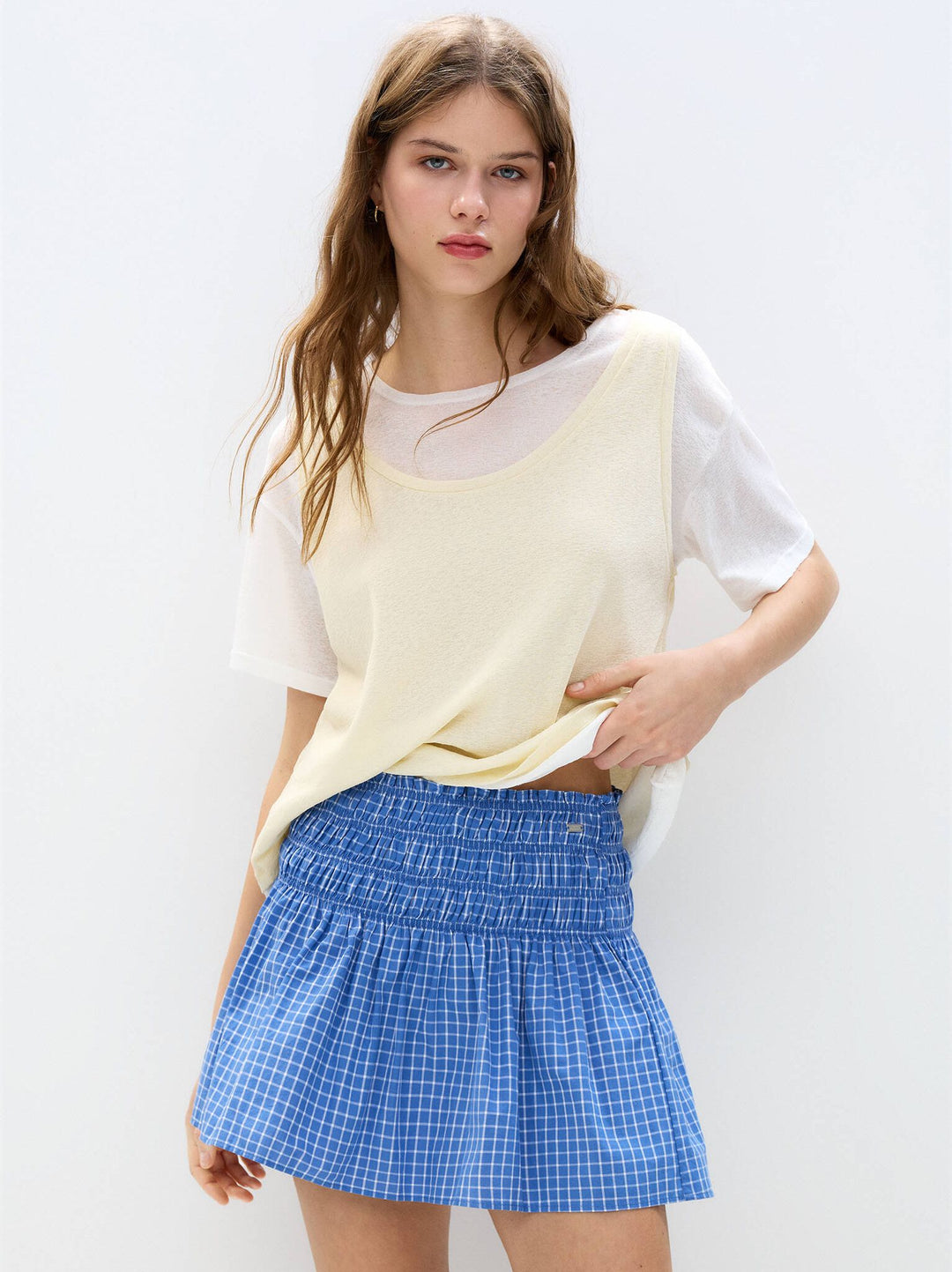 Moudda PULL & BEAR - Ensemble Jupe Pacific - Carreaux Bleu - Tunisie 2