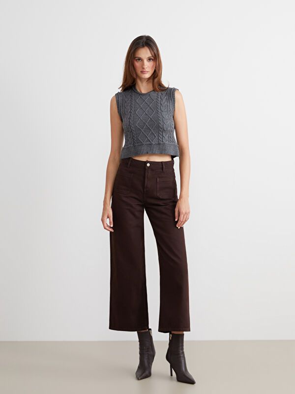 Moudda LC Waikiki - Pull tricot sans manches Femme Gris foncé - Tunisie 2