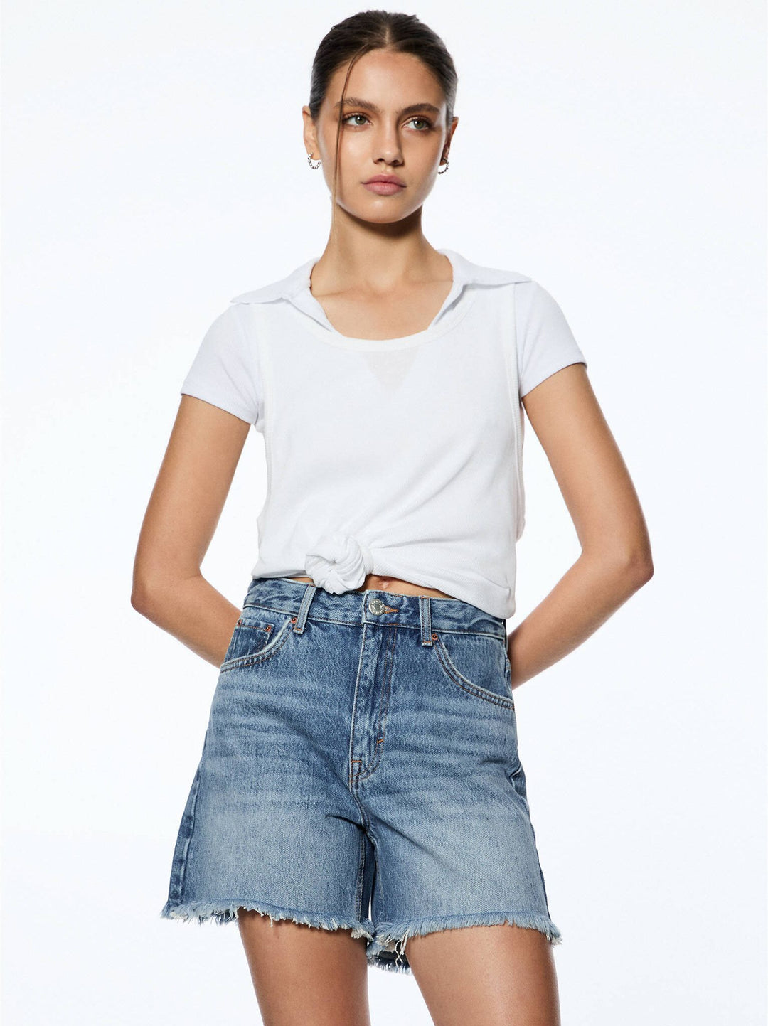 Moudda PULL & BEAR - Bermuda Denim Taille Haute Longue - Tunisie 4