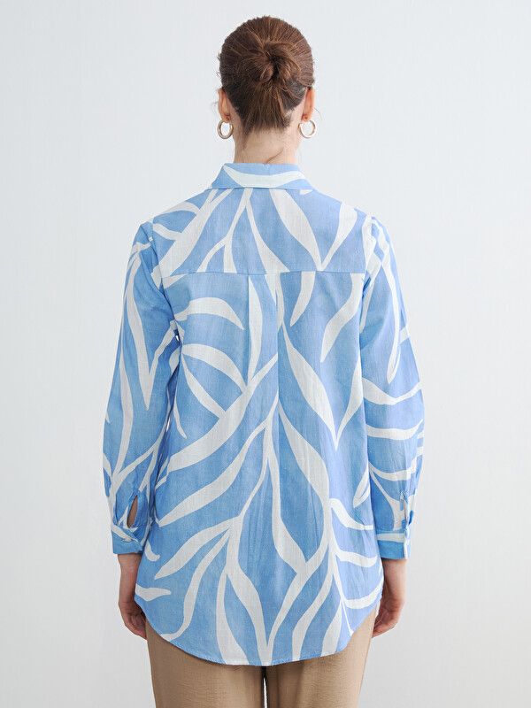 Moudda LC Waikiki - Tunique imprimée manches longues en tissu pour Femme couleur Bleu imprimé - Tunisie 4