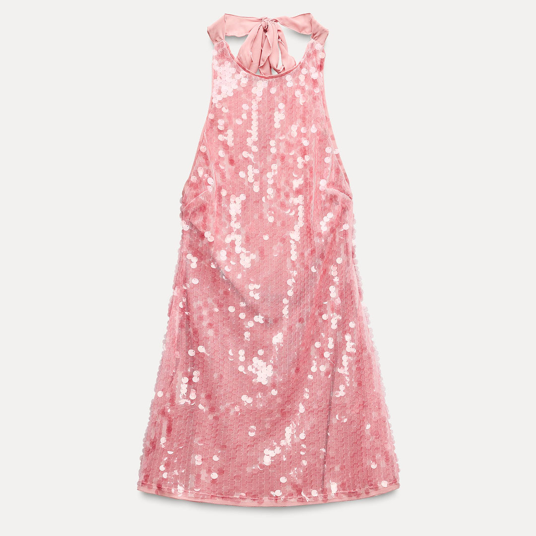 Moudda ZARA - Robe courte de fête pailletée grand nœud dos - Tunisie 2