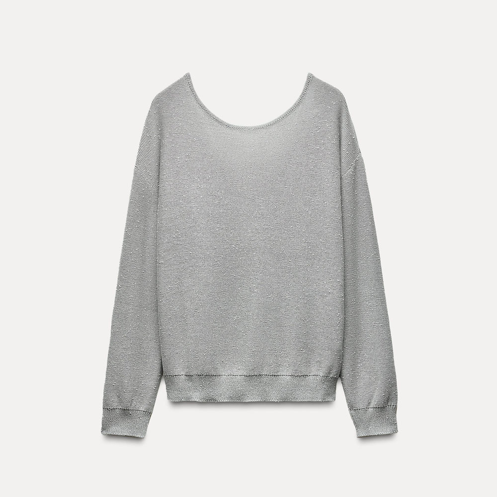 Moudda ZARA - Pull encolure bateau col en V dos perles coordonné - Tunisie 2