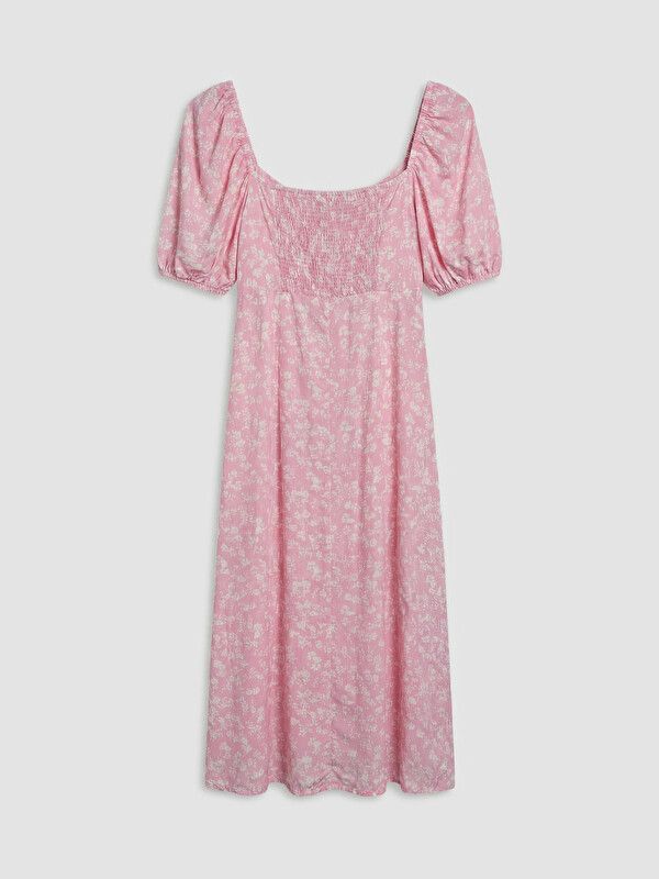 Moudda LC Waikiki - Robe manches courtes en tissu pour Femme couleur Rose imprimé - Tunisie 2
