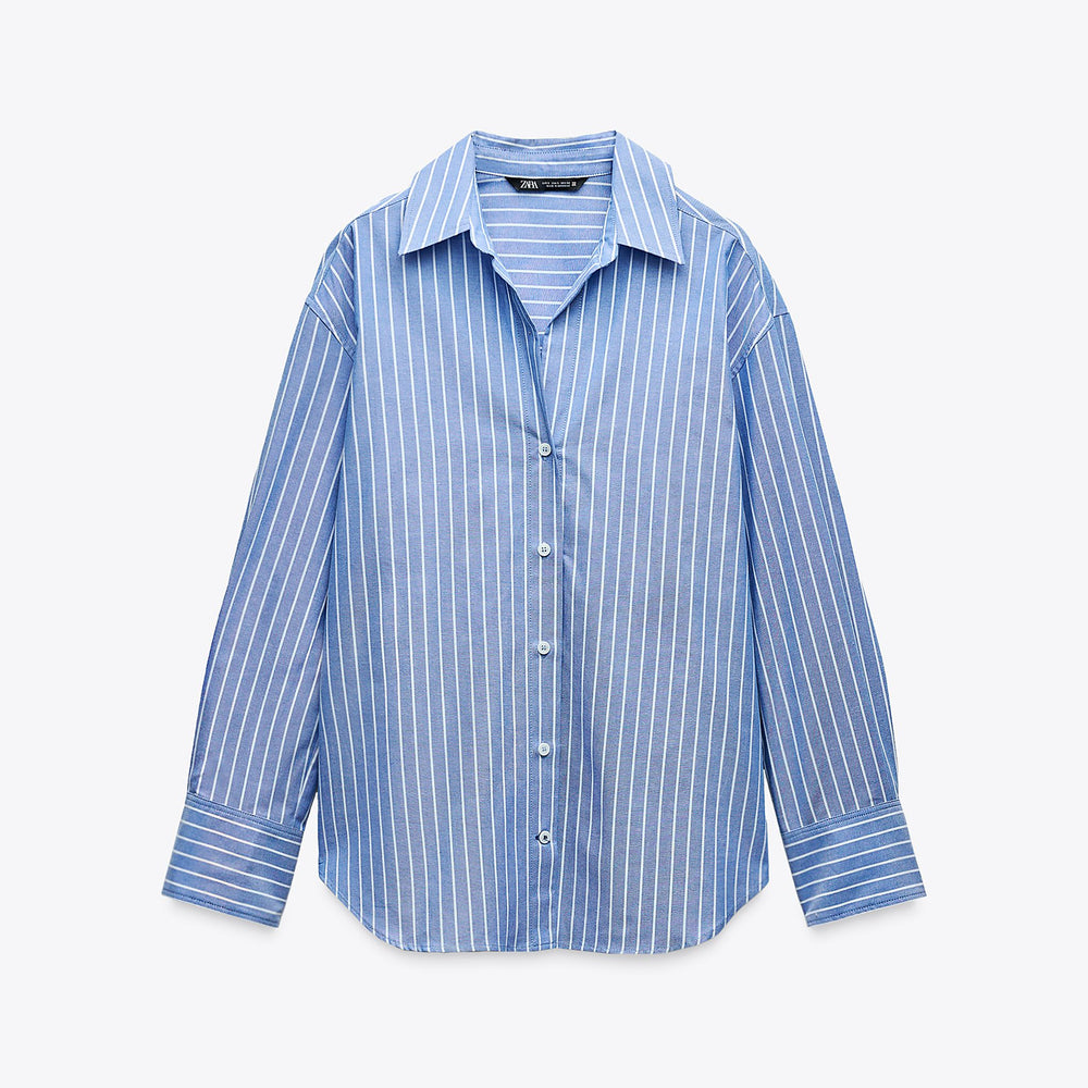 Moudda ZARA - Chemise oxford rayée fine manches longues encolure marquée - Tunisie 2