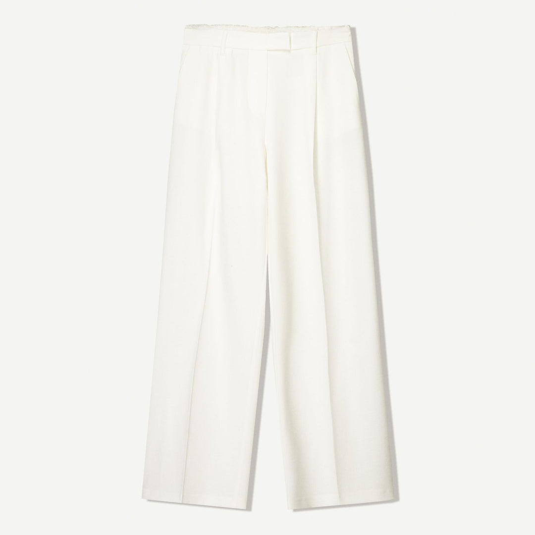 Moudda BERSHKA - Pantalon Wide Leg Polyviscose - Détail (Blanc) - Tunisie 1