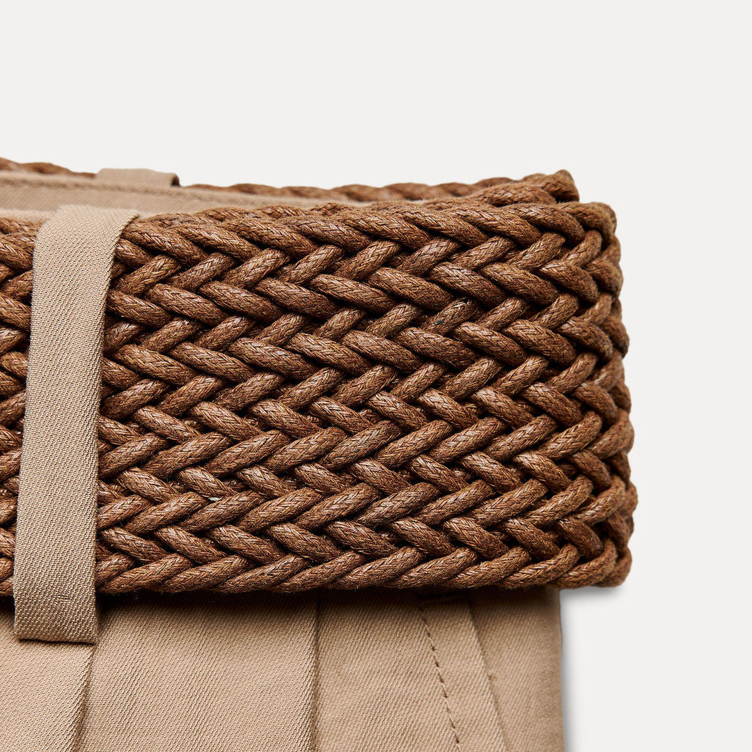 Moudda ZARA - Short ceinture large boucle ronde imitation bois - Tunisie 5