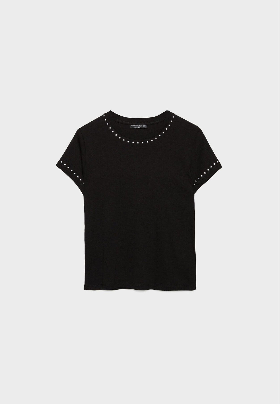 Moudda STRADIVARIUS - T-Shirt Regular M/C Col Rond Fitted avec Détail Clous - Tunisie 2