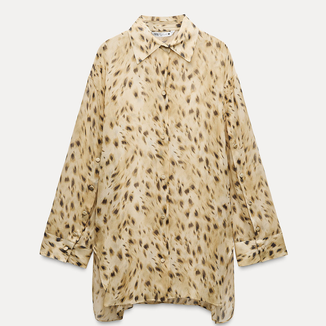 Moudda ZARA - Chemise crêpe viscose imprimée détail bouton manche - Tunisie 1
