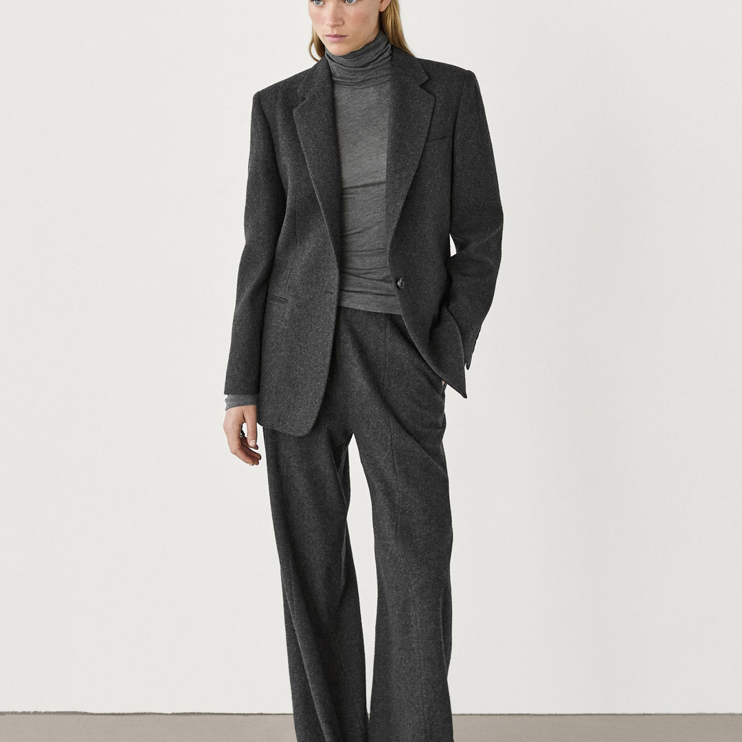 Moudda Massimo Dutti - Pantalon col droit uni flanelle grise - Tunisie 7