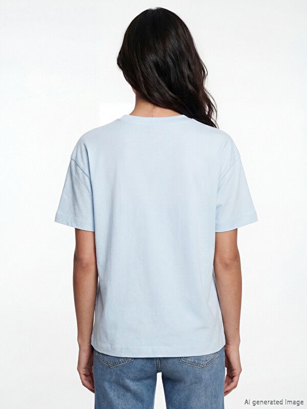 Moudda LC Waikiki - Body imprimé manches courtes en jersey pour Femme couleur Bleu clair - Tunisie 3