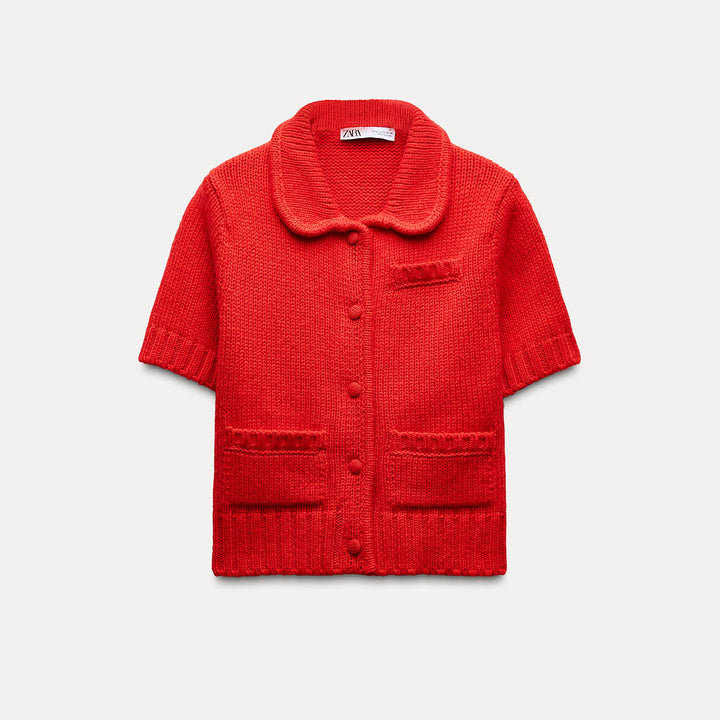 Moudda ZARA - Veste manches courtes, col polo, boutons recouverts - Tunisie 1