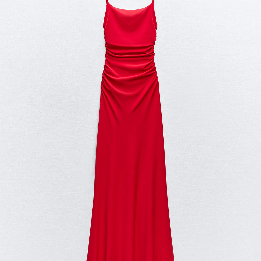 Moudda ZARA - Robe mi-longue de soie drapée fines bretelles dos en V - Tunisie 4