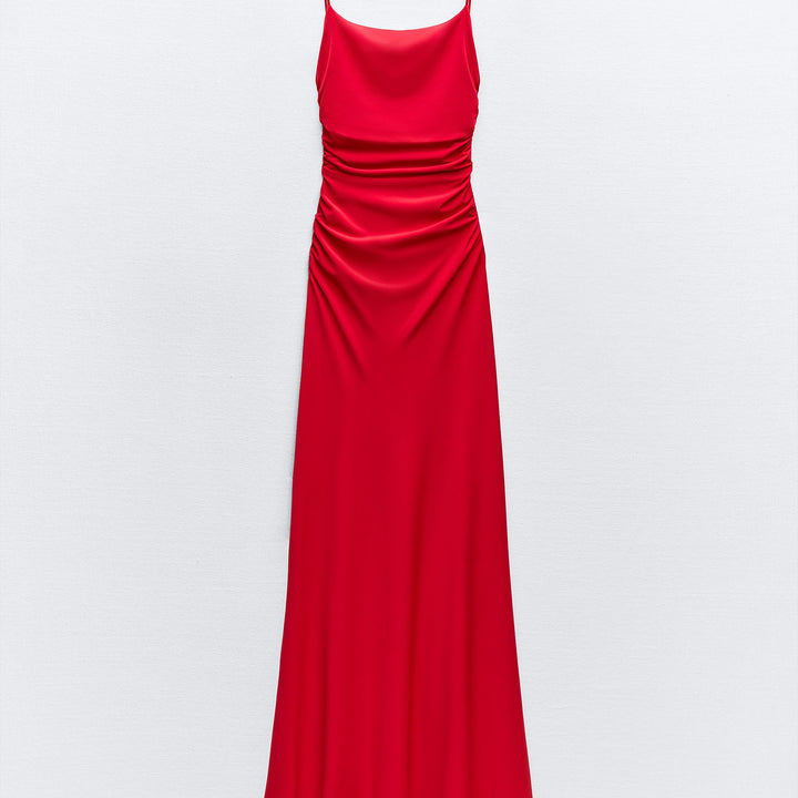 Moudda ZARA - Robe mi-longue de soie drapée fines bretelles dos en V - Tunisie 4