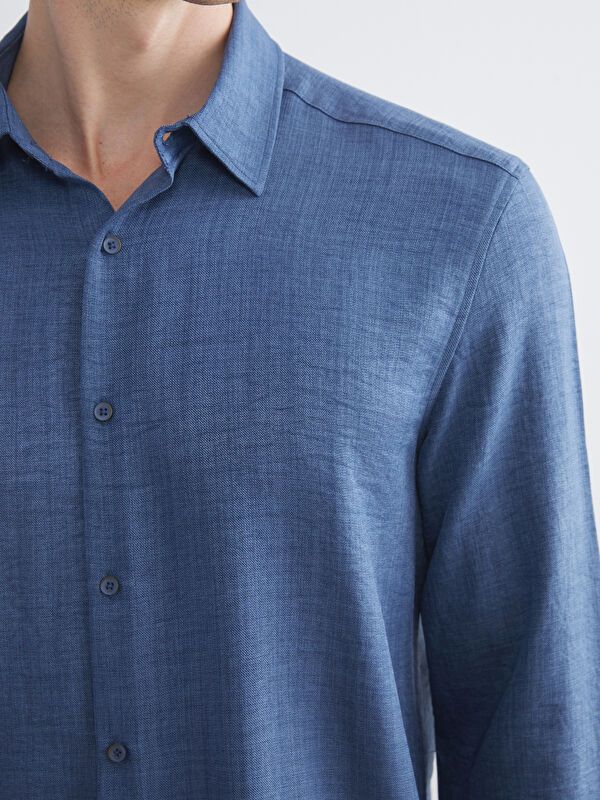 Moudda LC Waikiki - Chemise tissée manches longues Homme Indigo - Tunisie 3