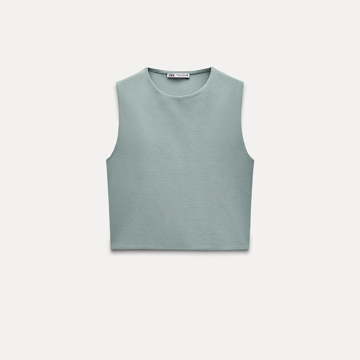 Moudda ZARA - T-shirt coton élasthanne, col rond, court, manches courtes - Tunisie 2