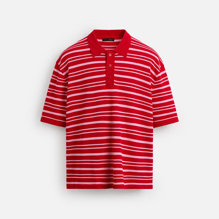 Moudda ZARA - Polo Maille - Rayures Rouge/Rose - Tunisie 1