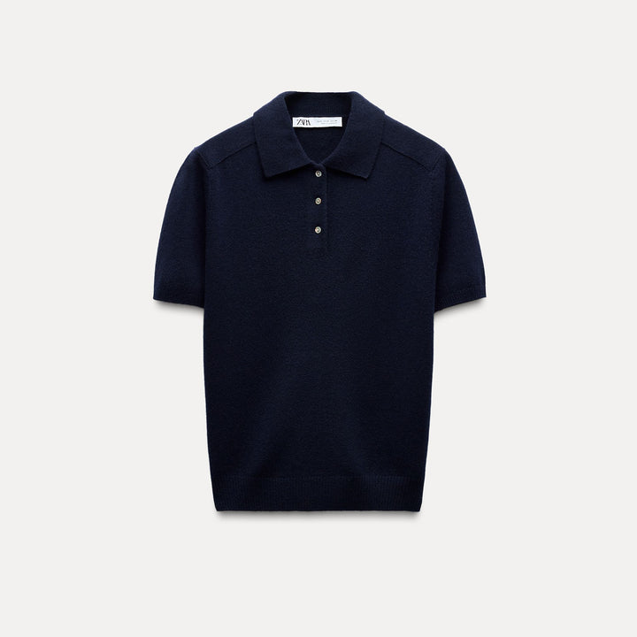 Moudda ZARA - Pull polo en laine RWS, détail patch épaule - Tunisie 1