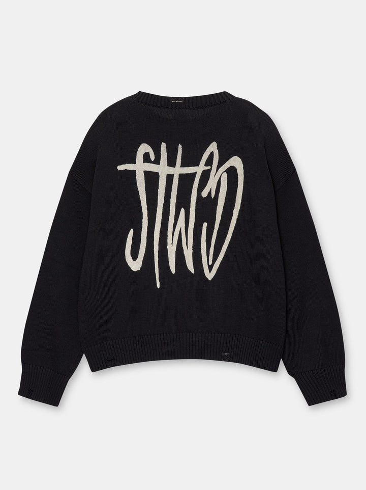 Moudda PULL & BEAR - Pull Manches Longues STWD Déchiré et Imprimé - Tunisie 1