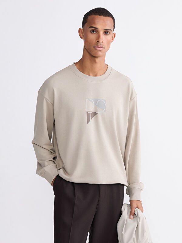 Moudda LC Waikiki - Sweatshirt en jersey couleur Beige foncé pour hommes - Tunisie 1