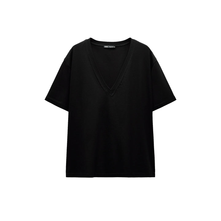 Moudda ZARA - T-shirt Col V Minimaliste Coton Mercerisé - Tunisie 3