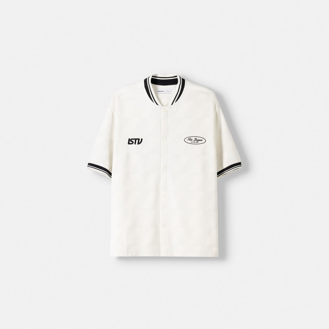 Moudda BERSHKA - Chemise Boxy Col Côtelé Chiffre Brodé - Tunisie 1