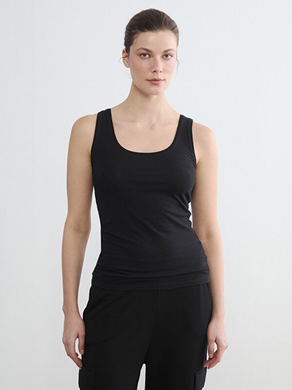 Moudda LC Waikiki - Débardeur basique en jersey pour Femme couleur Noir - Tunisie 1