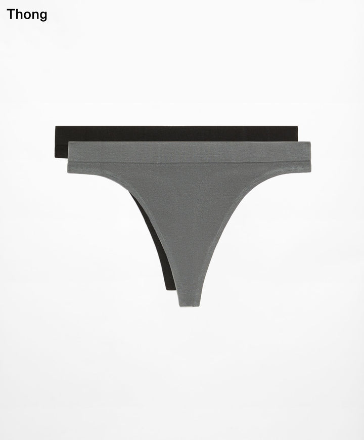 Moudda Oysho - Culotte 2D Sans Coutures Modal Logo Noir/Anthracite - Tunisie 1