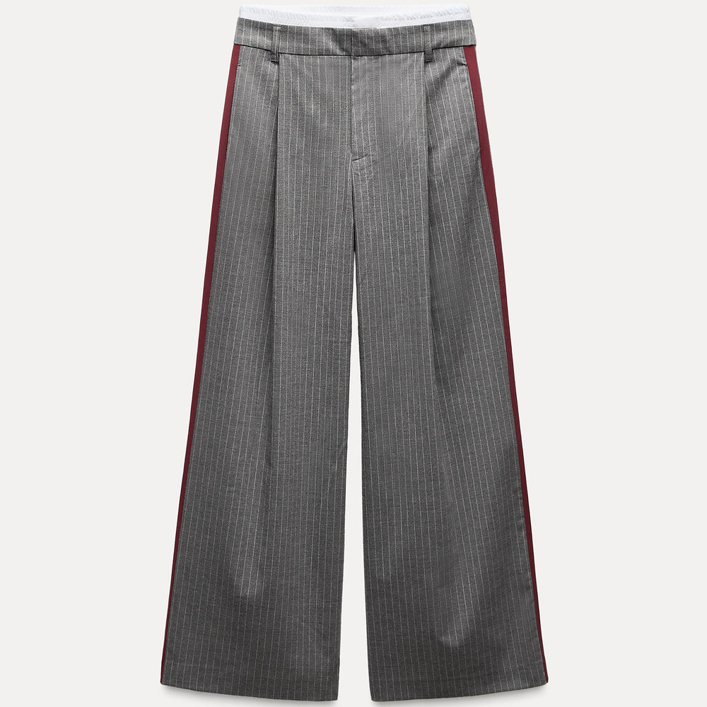 Moudda ZARA - Pantalon fluide rayure diplomatique, ceinture boxer, bande latérale - Tunisie 2