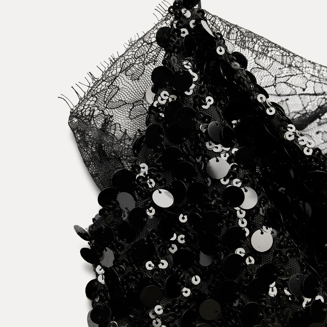 Moudda ZARA - Robe courte pailletée combinée avec dentelle - Tunisie 3