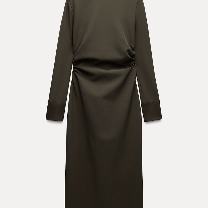 Moudda ZARA - Robe kaki froncée poignets chemise - Tunisie 2