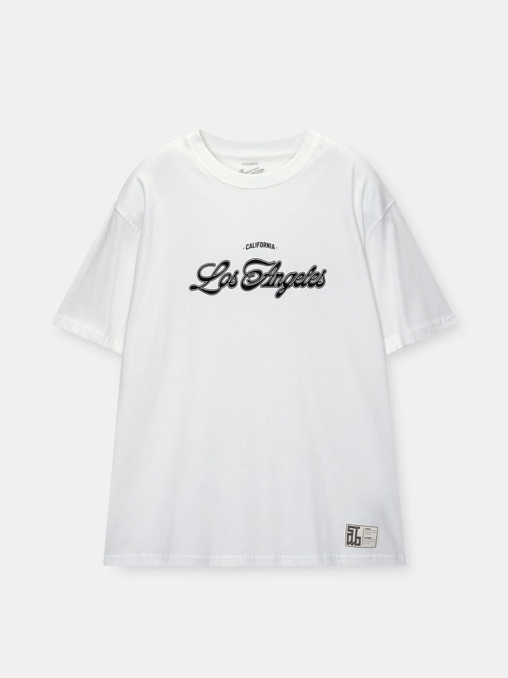 Moudda PULL & BEAR - T-Shirt Varsity Imprimé Flock Los Angeles - Tunisie 1