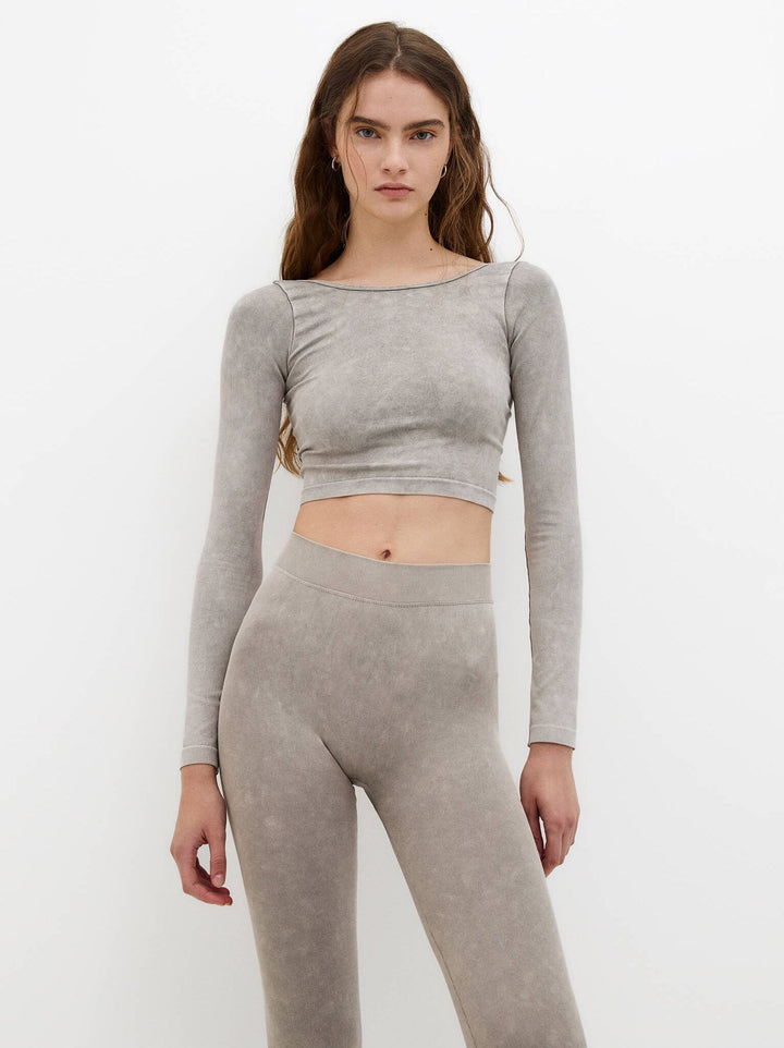 Moudda PULL & BEAR - T-Shirt Seamless Manches Longues Dos Ouvert - Tunisie 1