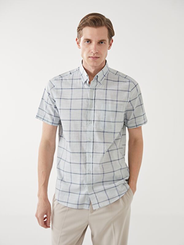 Moudda LC Waikiki - Chemise à carreaux manches courtes en tissu tissé pour Homme - Tunisie 1