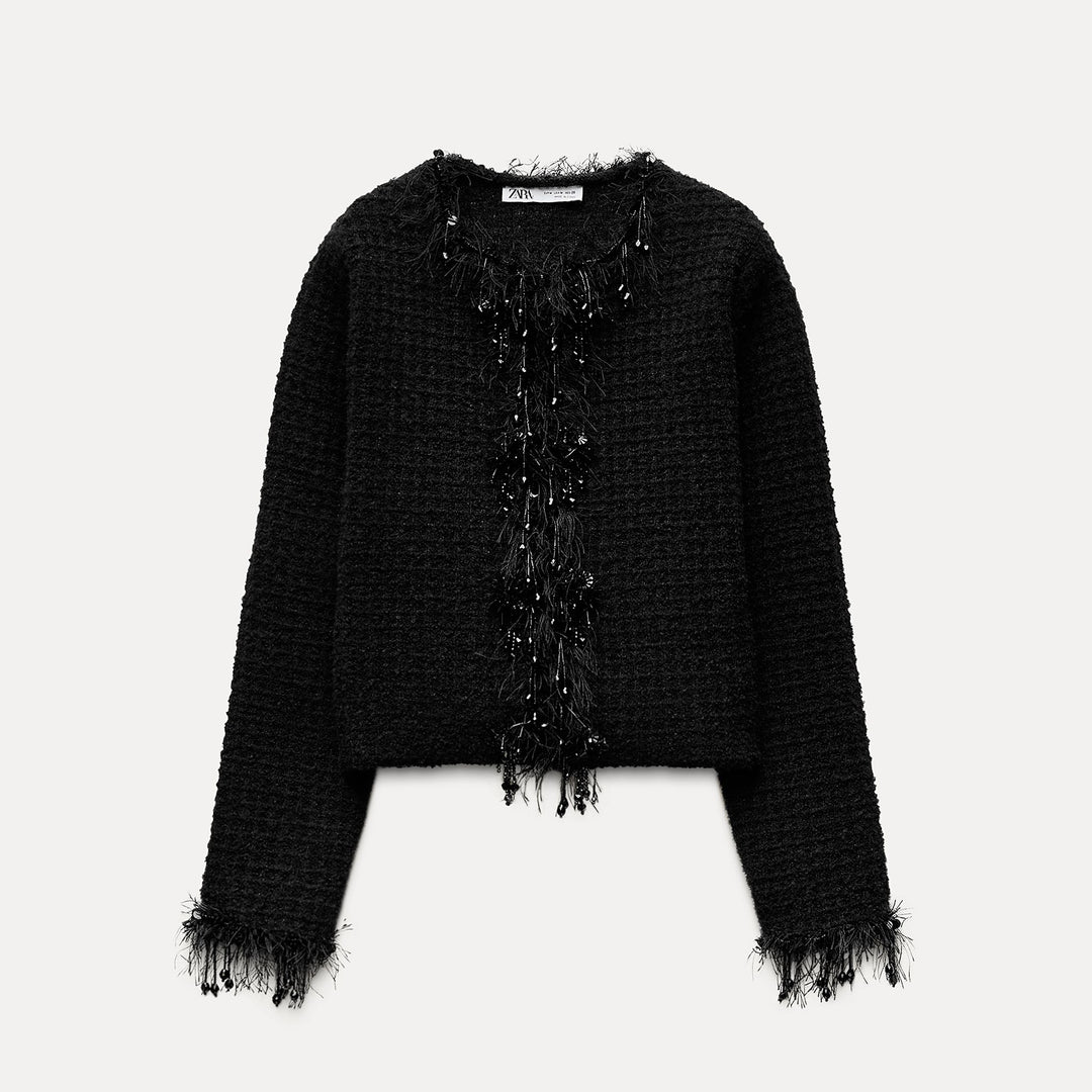 Moudda ZARA - Veste carreaux ornements pierre onyx/franges - Tunisie 1