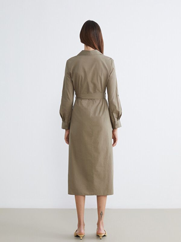 Moudda LC Waikiki - Robe manches longues en tissu pour Femme couleur Vert kaki - Tunisie 4