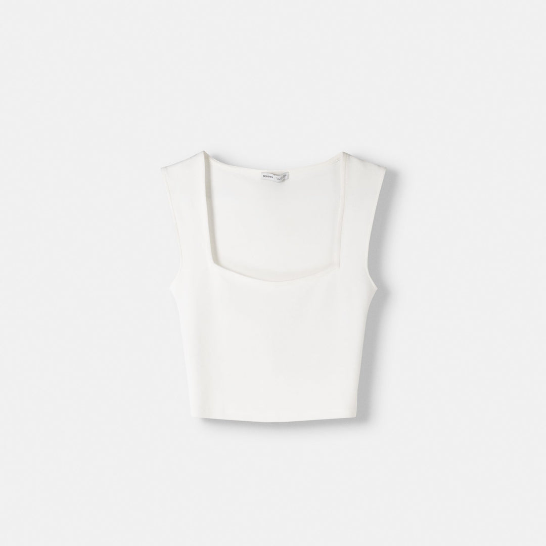 Moudda BERSHKA - T-shirt Sans Manches Col Carré Ajusté - Tunisie 1