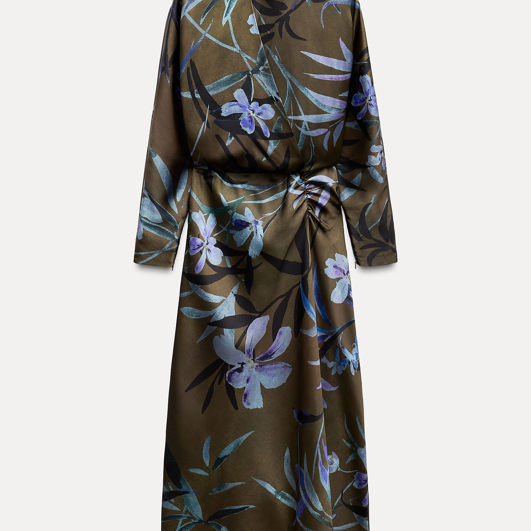 Moudda ZARA - Robe mi-longue satinée manches chauve-souris imprimée florale - Tunisie 1