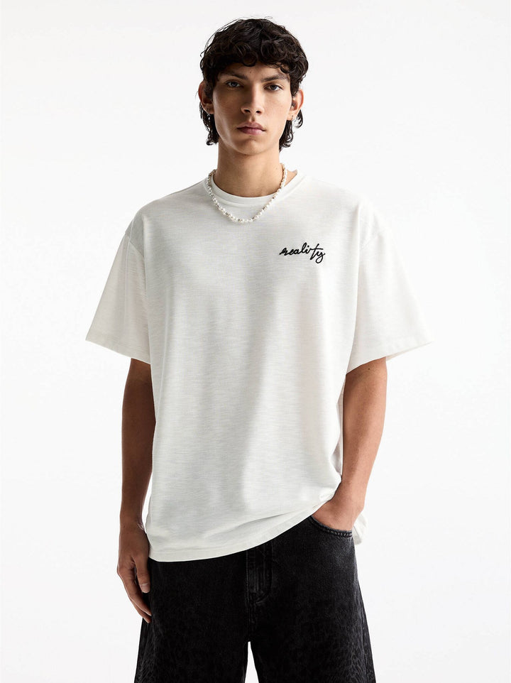 Moudda PULL & BEAR - T-Shirt Demi-Manches Qualité Rustique Parole Brodé - Tunisie 5