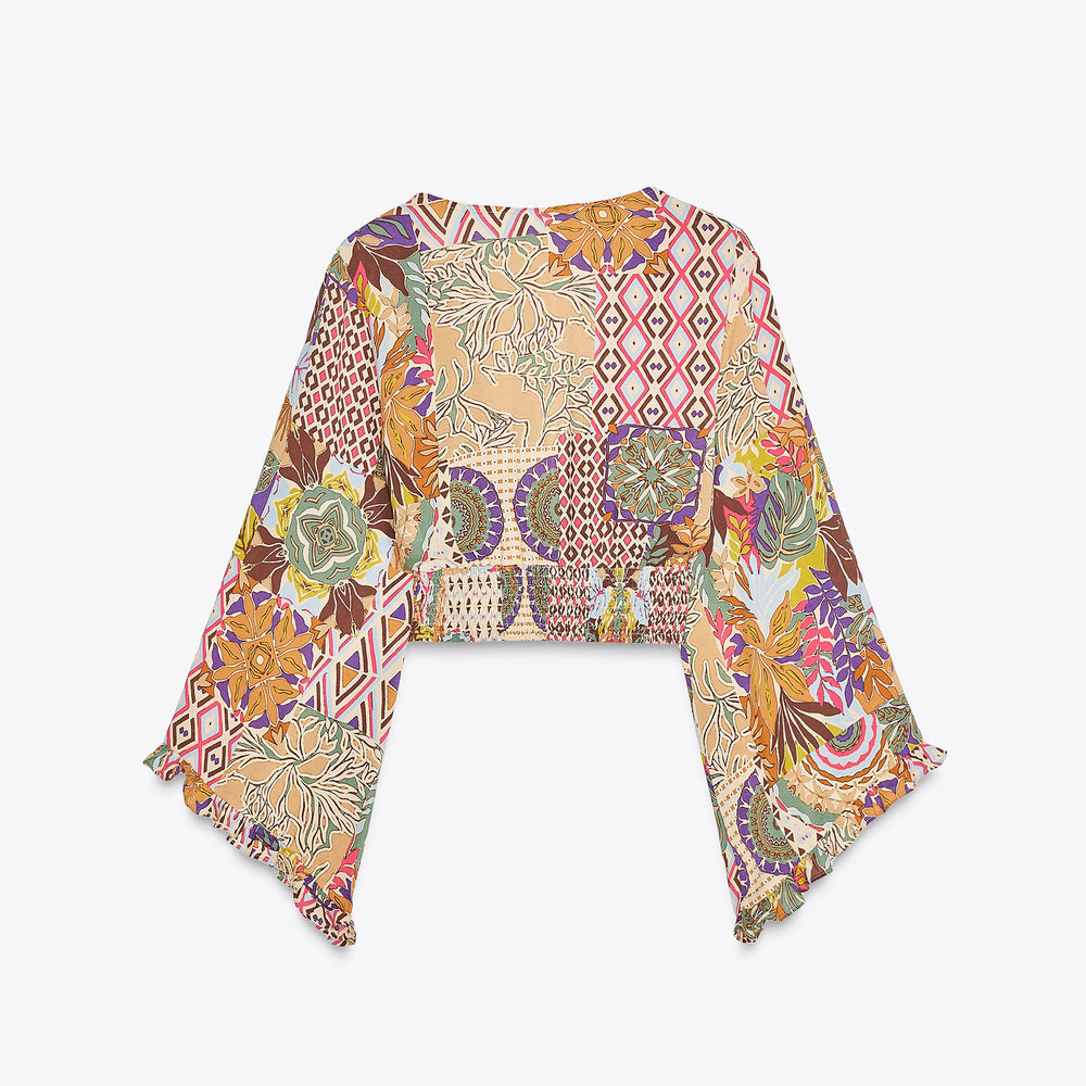 Moudda ZARA - Top Imprimé - Patchwork & Manches Flare - Tunisie 2
