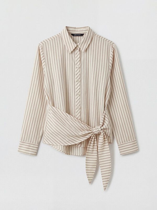 Moudda LC Waikiki - Chemise manches longues en tissu pour Femme couleur Écru rayé - Tunisie 1
