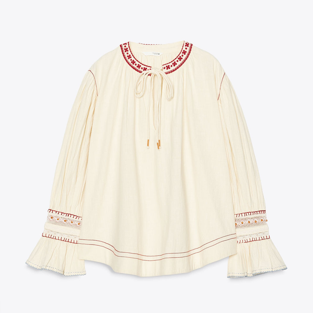 Moudda ZARA - Blouse Brodée - Manches Bouffantes - Tunisie 1