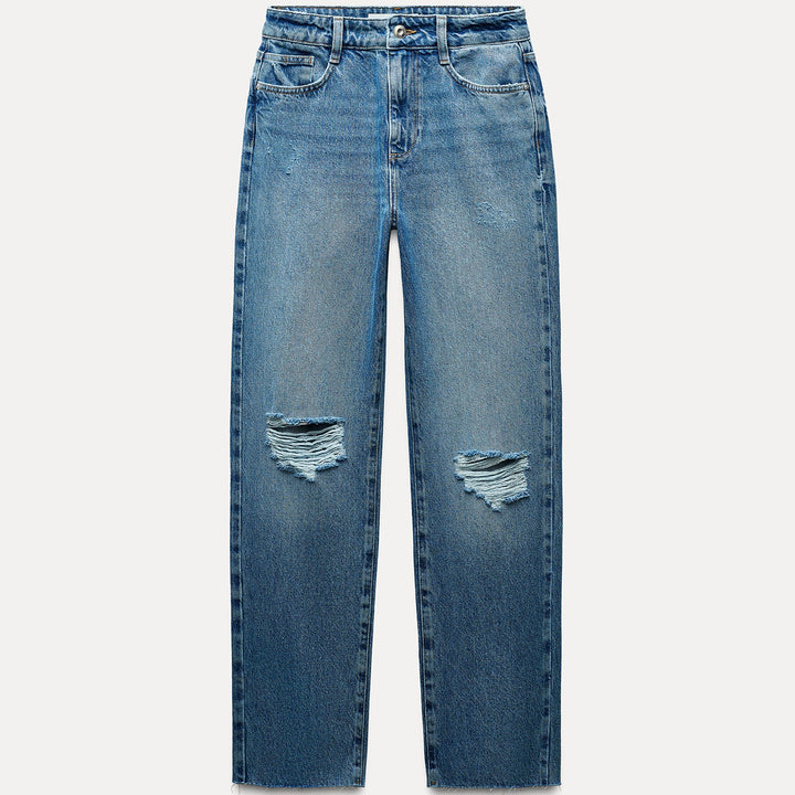 Moudda ZARA - Denim - Taille Haute & Effet Déchiré - Tunisie 1