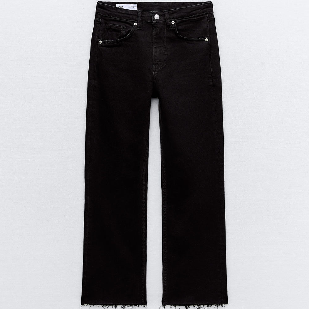 Moudda ZARA - Pantalon évasé court 5 poches taille haute ourlet brut - Tunisie 2