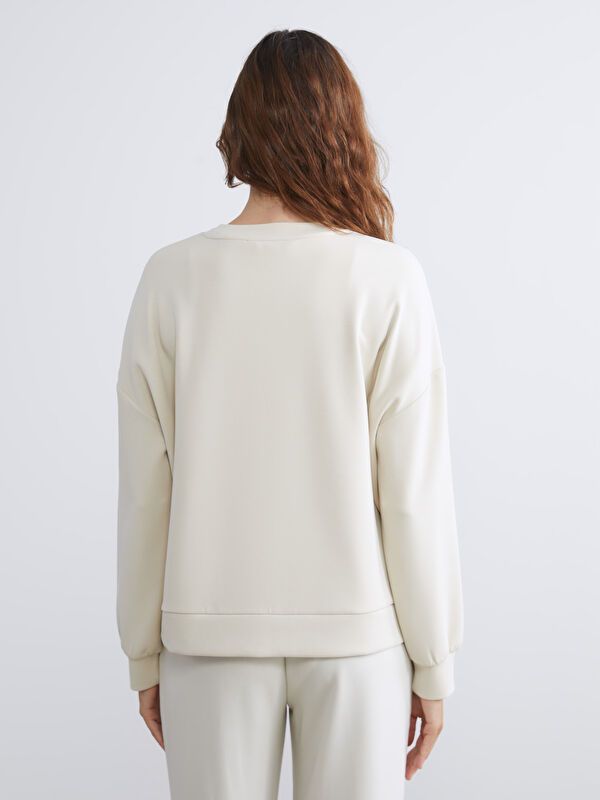 Moudda LC Waikiki - Sweatshirt jersey imprimé Femme Beige - Tunisie 4