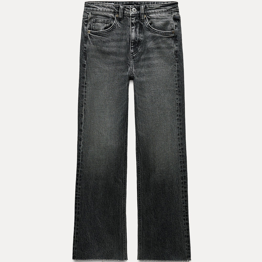 Moudda ZARA - Pantalon cropped flare 5 poches mid rise bas raw - Tunisie 2