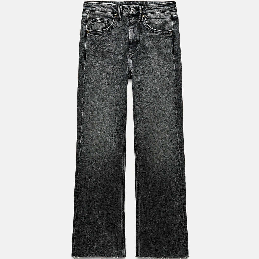 Moudda ZARA - Pantalon cropped flare 5 poches mid rise bas raw - Tunisie 2